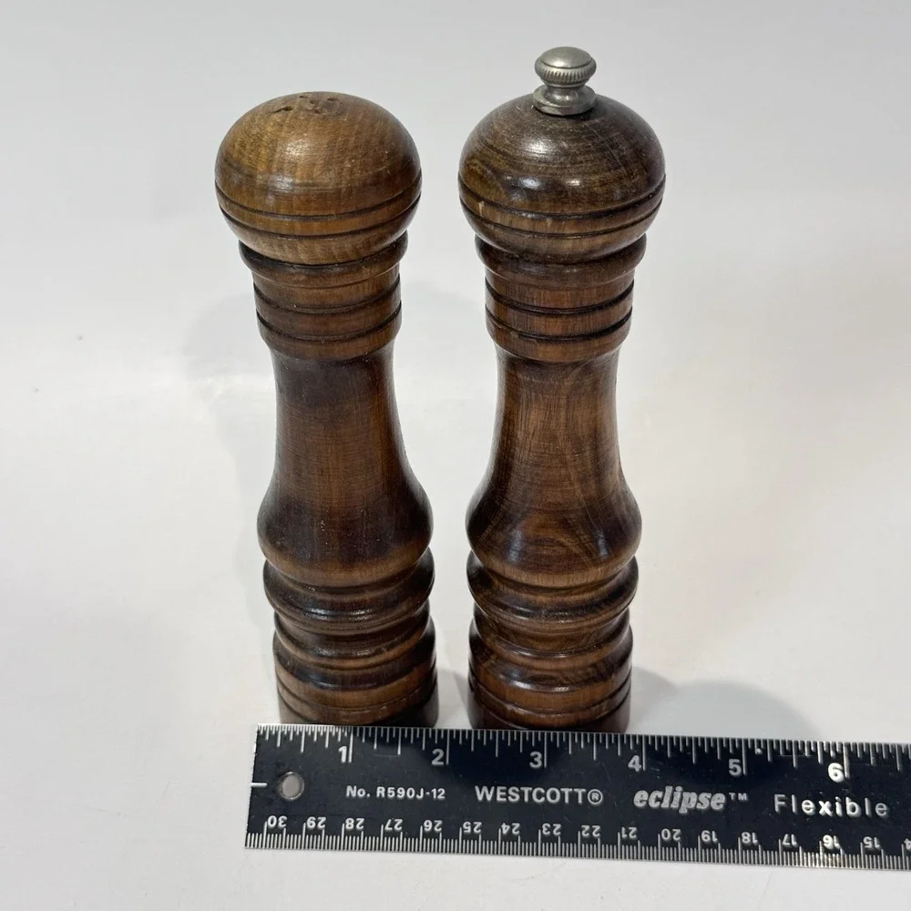 Vintage Princess House Wood Salt & Pepper Grinder Shaker Set Japan‎ Mid Century